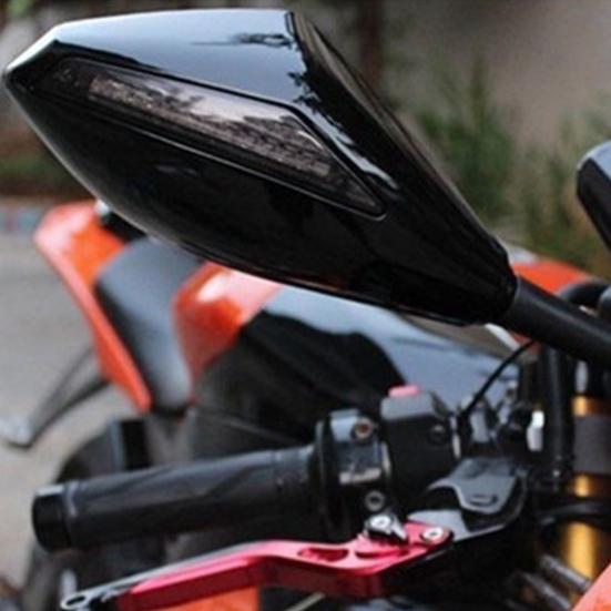 2Pcs Motorcycle Handlebar Mount Rearview Mirror with LED Turn Signal Lights