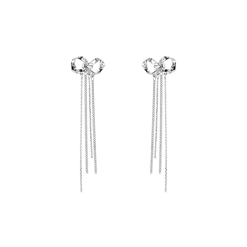 S925 Silber Lange Schleife Quastenohrringe - 2024 Trendiges High-End Einzigartiges Design für Frauen