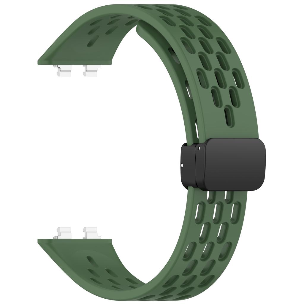 Silicone Magnetic Buckle Mesh Silicone Strap For Huawei Band 11Pro Sport Breathable Watch Band For Huawei Smart Band 11 NFC Replacement Bracelet Loop
