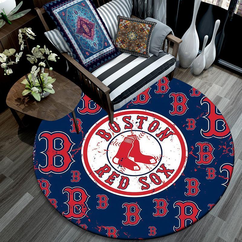 Boston Red Sox2,Round Area Rug,Carpet Rug for Living Room Bedroom Sofa Playroom Decor,Non-slip Floor Mat
