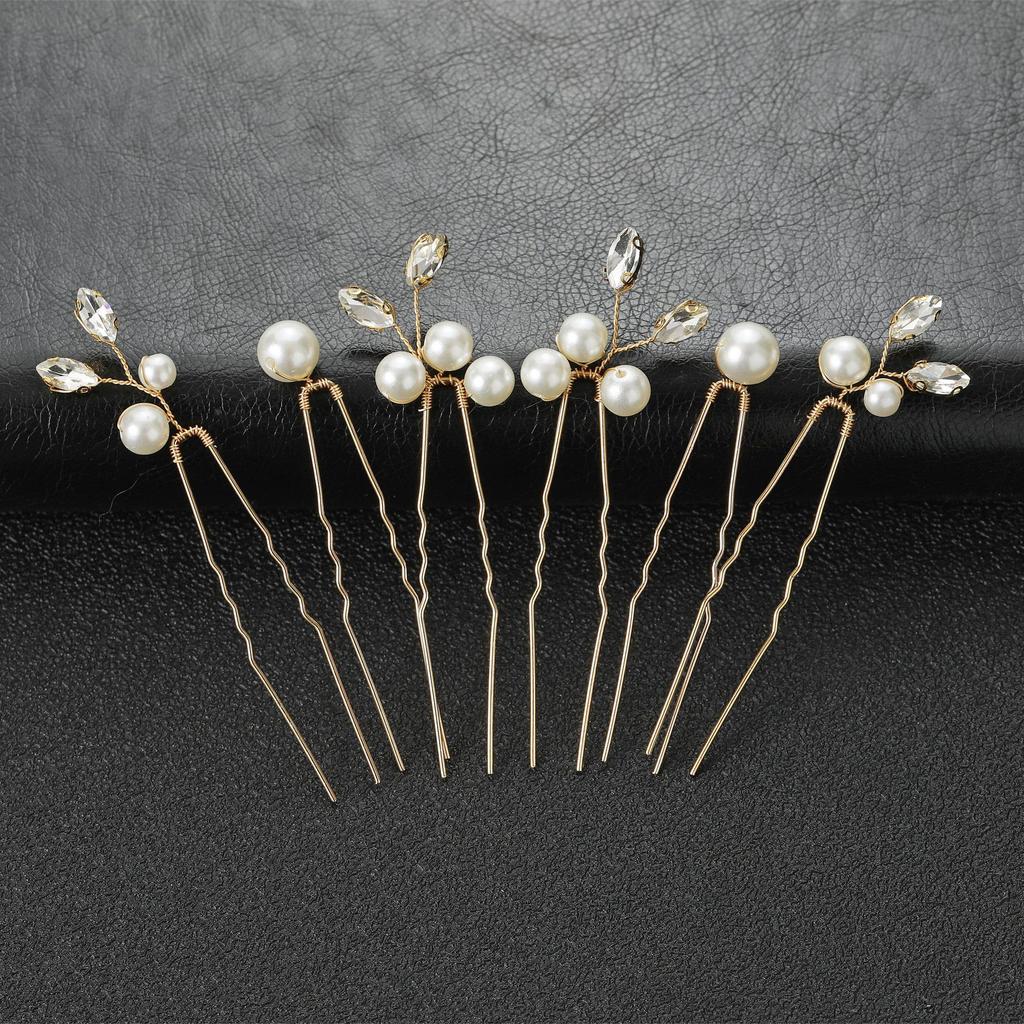 6PCS Rhinestones U-shaped Hair Pins Little Simple Bride Wedding Hair Pins Bridal Hair Piece Wedding Hair Accessories for Women
