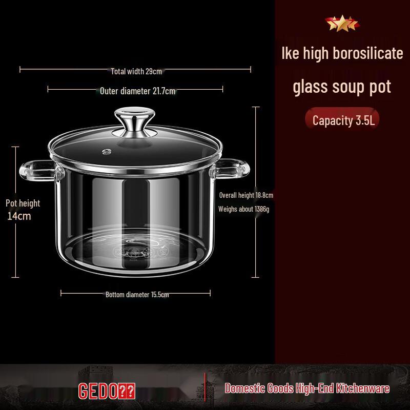 Jidu High Borosilicate Glass Soup & Stew Pot
