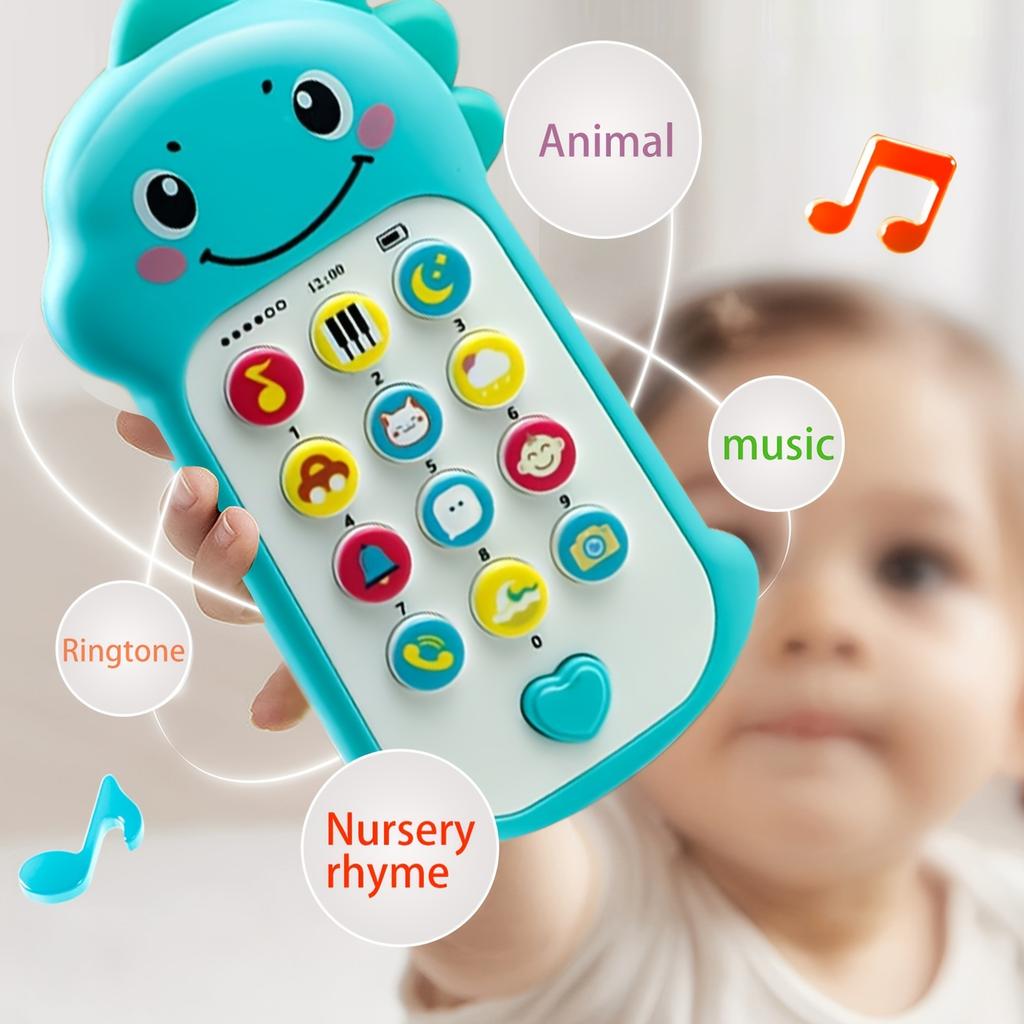 1 pezzo Giocattolo Telefono Musicale Dinosauro con Luce e Suono, Giocattolo per l'Educazione Precoce del Bambino, Regalo di Halloween Natale per Bambini, Colore Spedito Casualmente