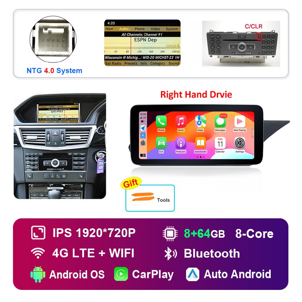 10.25 Inch Right Hand Drvie for Mercedes Benz E Class W212 2009 - 2015 NTG 4.0 4.5 System Android Car Radio Multimedia Player