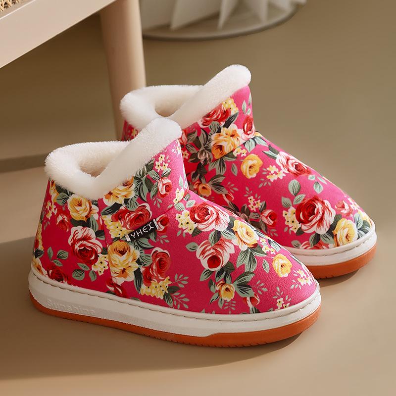 

Зимние нескользящие домашние тапочки Теплые домашние женские комнатные хлопковые плюшевые Мужские мягкие водонепроницаемые тапочки Пара Зимняя обувь 43-44 розовый