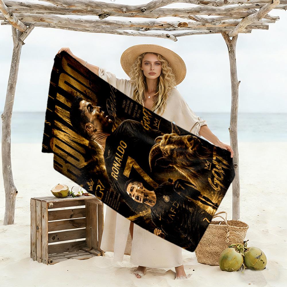 Ronaldo's Legacy: Goat Beach Towel High Absorbency & Quick-Dry Comfortable Lightweight