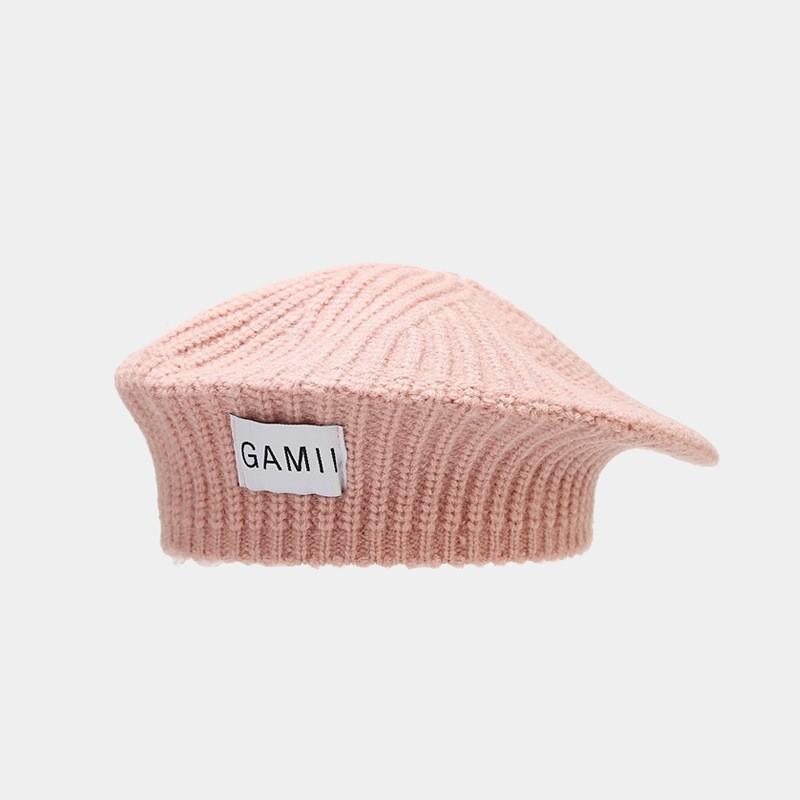 Beret Fashionable Knitted Hat Women Gamii Letter Pattern Cap Casual Warm Gift