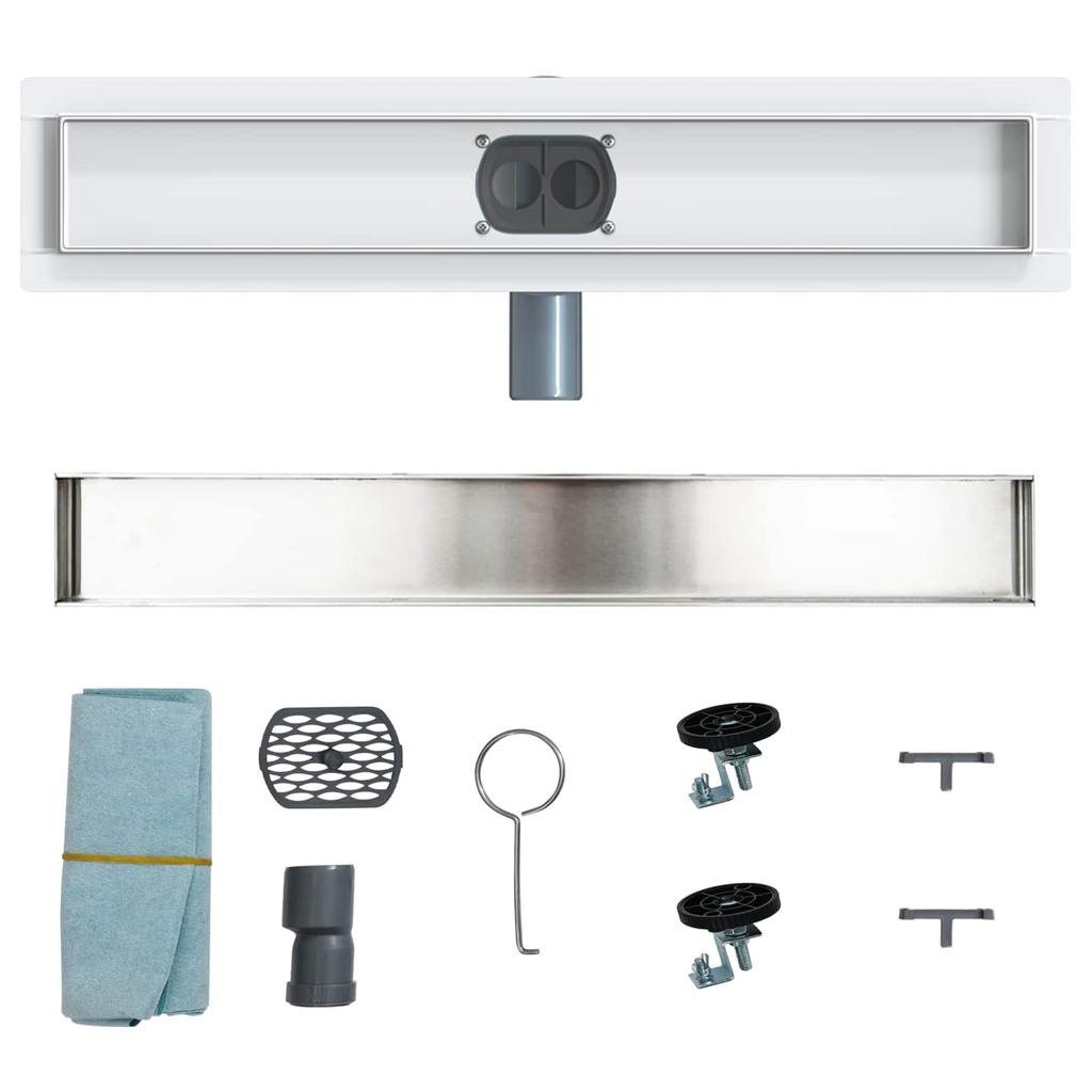 2 in 1 Shower Drain with 360 degrees Siphon Silver 54 x 11 x 9.5 cm