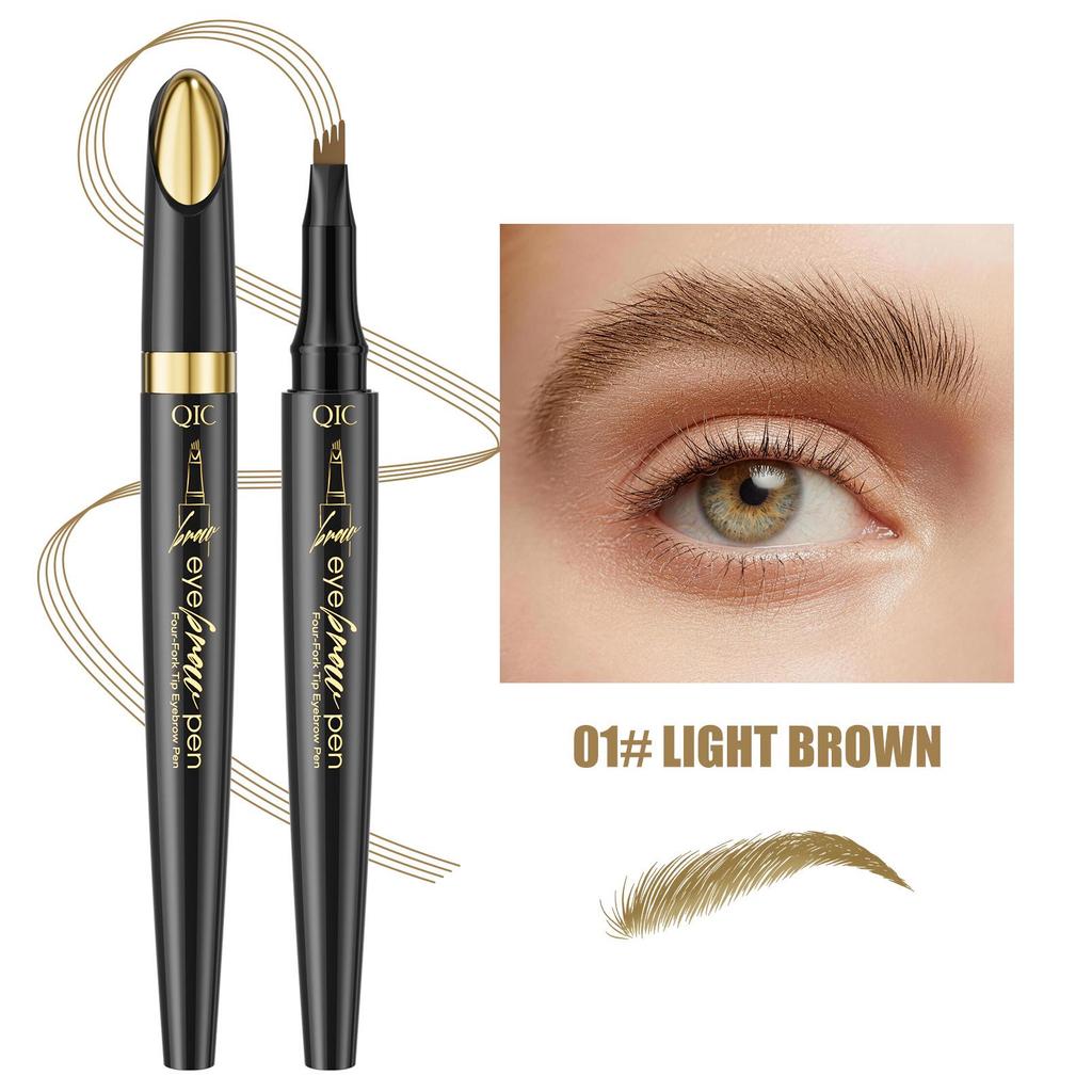 QIC Color Makeup Waterproof Liquid Eyebrow Pencil - Four-Prong Design