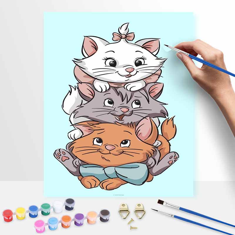Disney Marie Toulouse Berlioz The Aristocats Oil Painting Kit Home Decor Gift 20x30cm