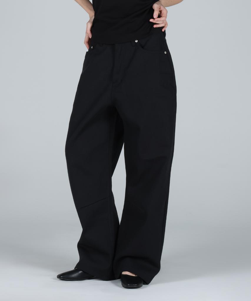 FOR THE FIT Curved Wide Cotton Pants_Black