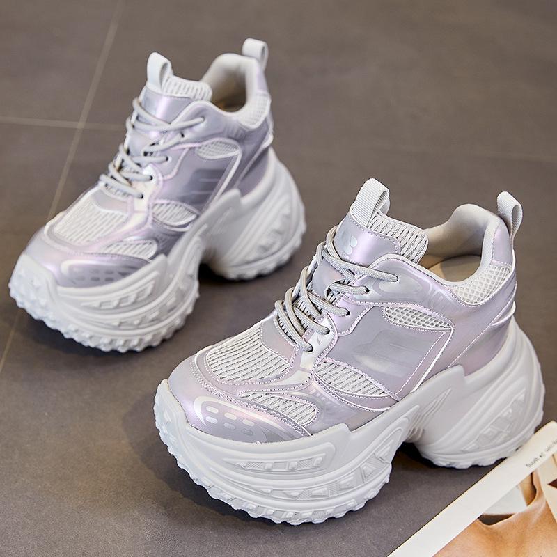 

Dad shoes women s autumn new thick-soled inner height increase 12CM breathable casual shoes small sports shoes 37 фіолетовий