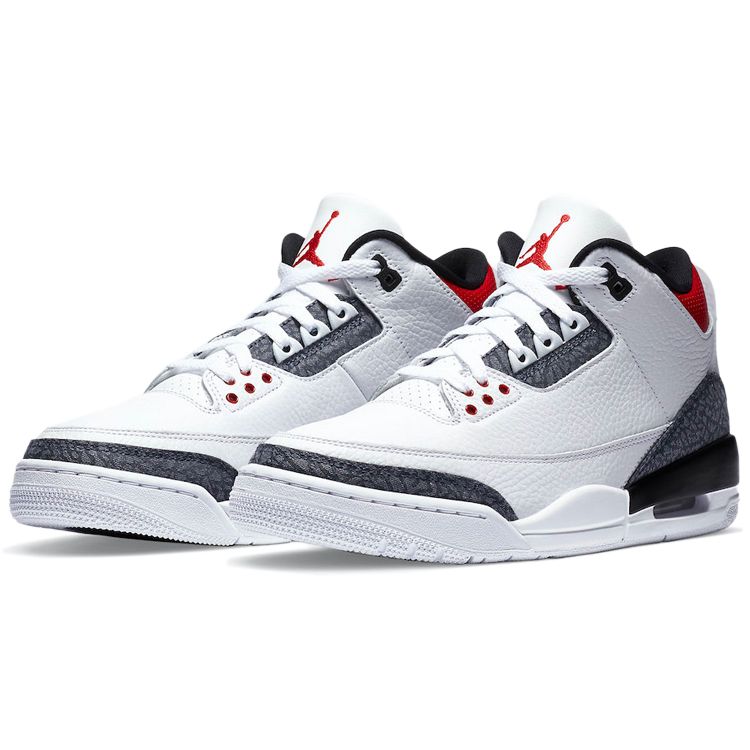 Air Jordan 3 Retro Denim SE Fire Red Unisex Sneakers White Black CZ6431-100