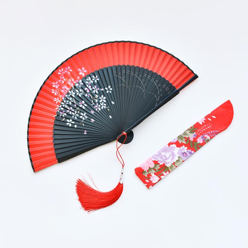 Red Dancing Fan: Classical Chinese Style Folding Fan, Easy-Open Hanfu Accessory