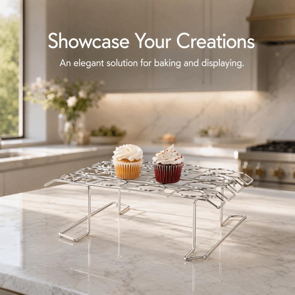 Stainless Steel Cupcake Cone Rack 16 Holes Cupcake Display Stand Ice Cream Cone Holder Display Use