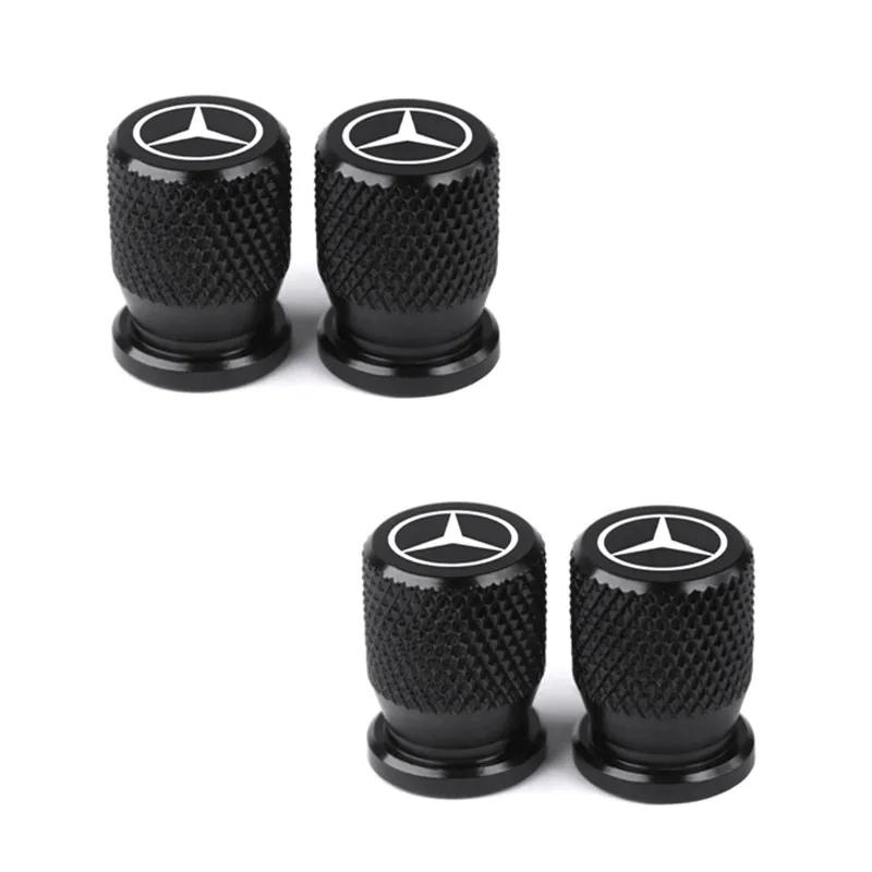 4pcs for Mercedes Benz MB Car Wheel Tire Valve Caps Aluminum Airtight Covers B/C/E/S Class A Class C200L GLC GLK New CLA GLA