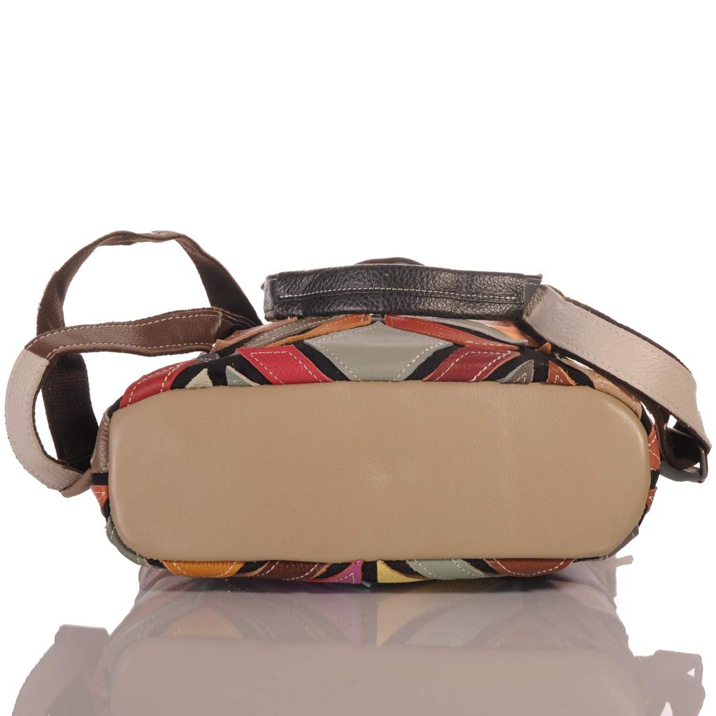 Damen Leder Rucksack im geometrischen Patchwork-Design
