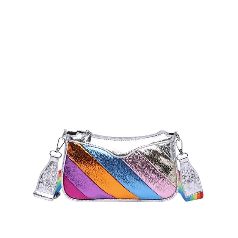 

Модная радужная женская сумка через плечо из искусственной кожи, новая легкая женская сумка через плечо, универсальная высококачественная сумка через плечо