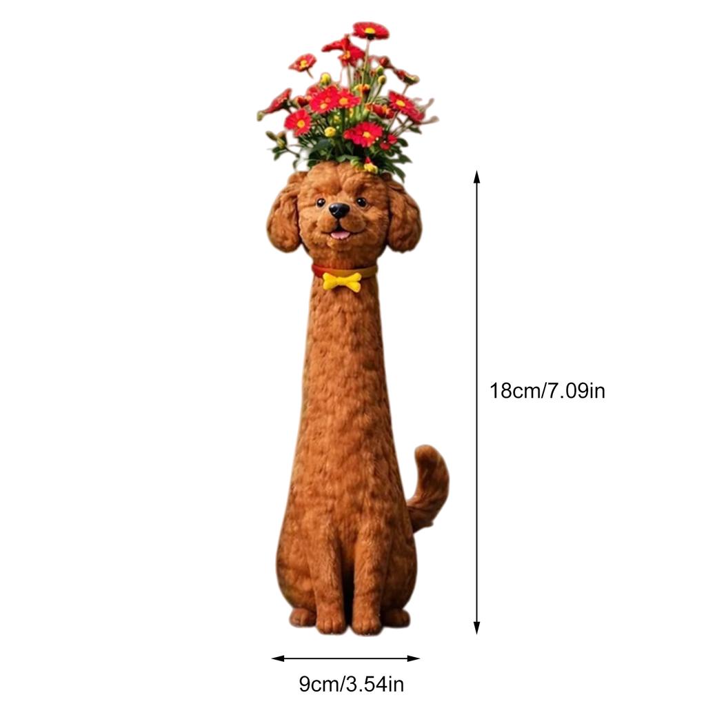Handcrafted Quirky Dog Vase Creative Ornament Whimsical Resin Dog Flower Vase for Living Room Office Study & Coffee Table Decor