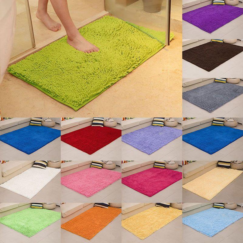 Beautifully Crafted Long Microfiber Shaggy Non Slip Bath Mat Absorbs Moisture For Safety
