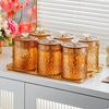 6 Pieces Food Storage Jar Set with Tray Faceted Kitchen Canister Decorative Container