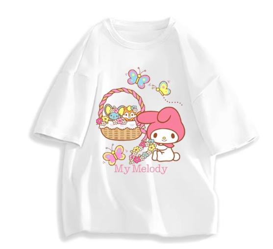 2026 New Fashion RoundNeck ShortSleeve TShirt Spring Summer Sanrio My Melody Women TShirt Unisex Trendy Cute Top Clothing