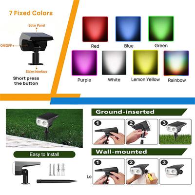 10 LED RGB Solar Spotlight Waterproof Outdoor Garden Courtyard Wall Lamp Light Control Ground Lights