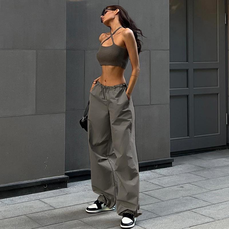 

Женские карго-штаны с кулиской на талии в европейском и американском уличном стиле XS серый