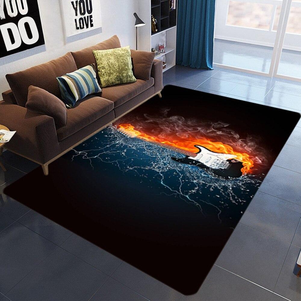 3D Printing Bedroom Area Rugs Flame Skull Gothic Large Size Carpets Modern Halloween Party Anti-slip Floor Rug Home Decor Mats