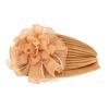 Women Turban Hat Pure Color Mesh Flower Decor Elastic Non-Slip Headwrap Breathable Lightweight Summer Headscarf Hat