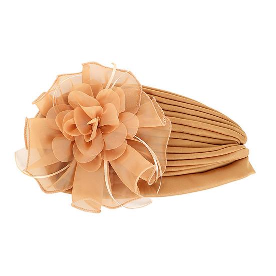 Women Turban Hat Pure Color Mesh Flower Decor Elastic Non-Slip Headwrap Breathable Lightweight Summer Headscarf Hat