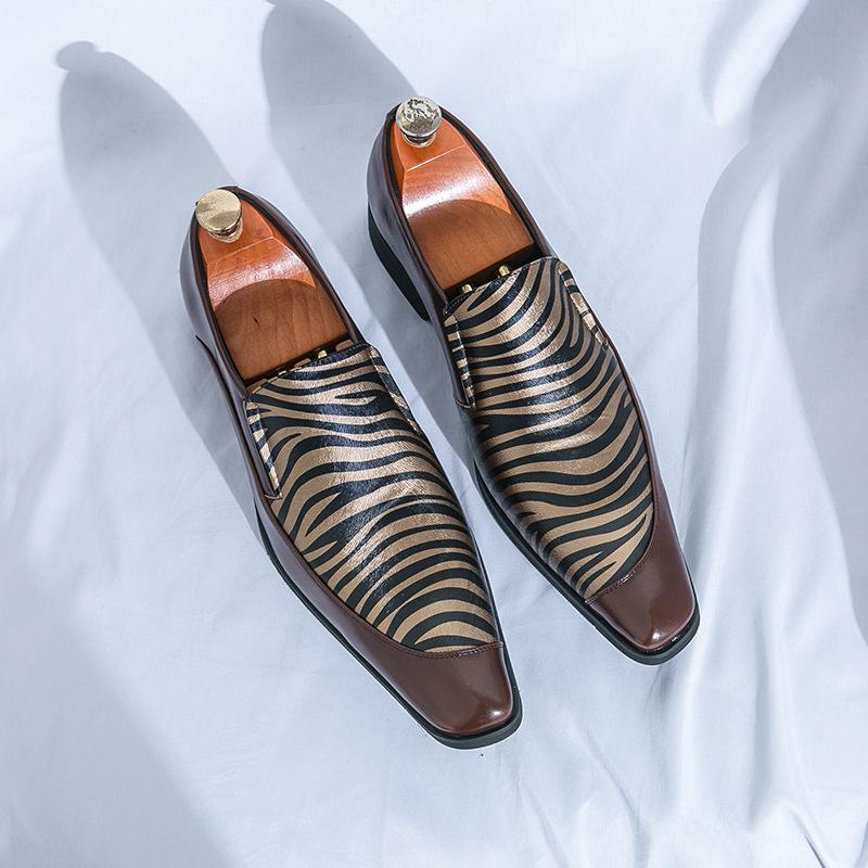 Men's European & American Pointed Toe Leather Loafers, Large Size Slip-On Shoes