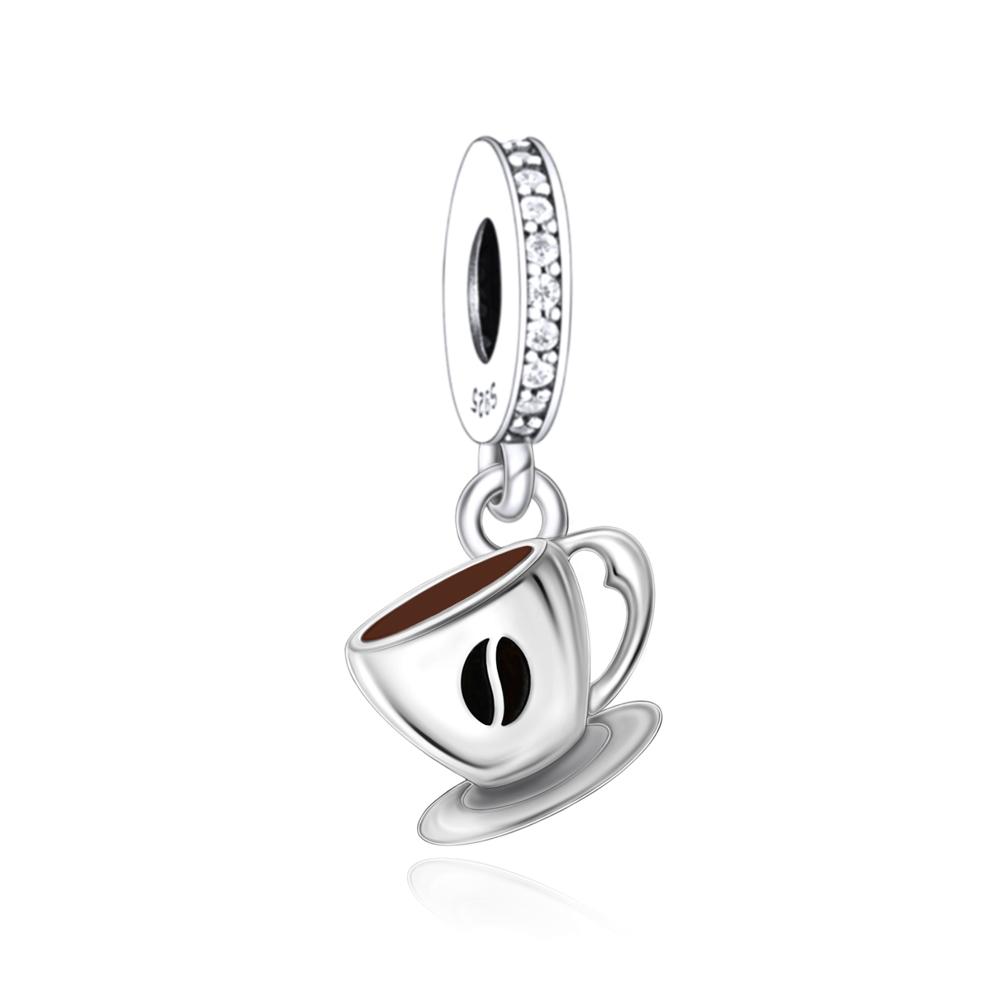 Brand New Arrivals Coffee Cup Afternoon Tea Beverage Series Copper Metal Dangle Charm Bead Component Compatible With Authentic Original Bracelet High