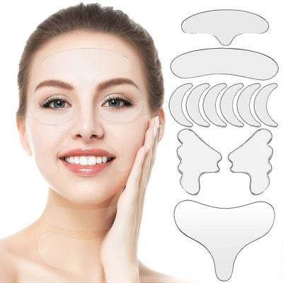 11pz Patch Antirughe Viso, Viso Antinvecchiamento, Tampone Antirughe, Patch Rimuovi Rughe Riutilizzabile, Riduzione e Levigatura delle Rughe Intorno alla Fronte