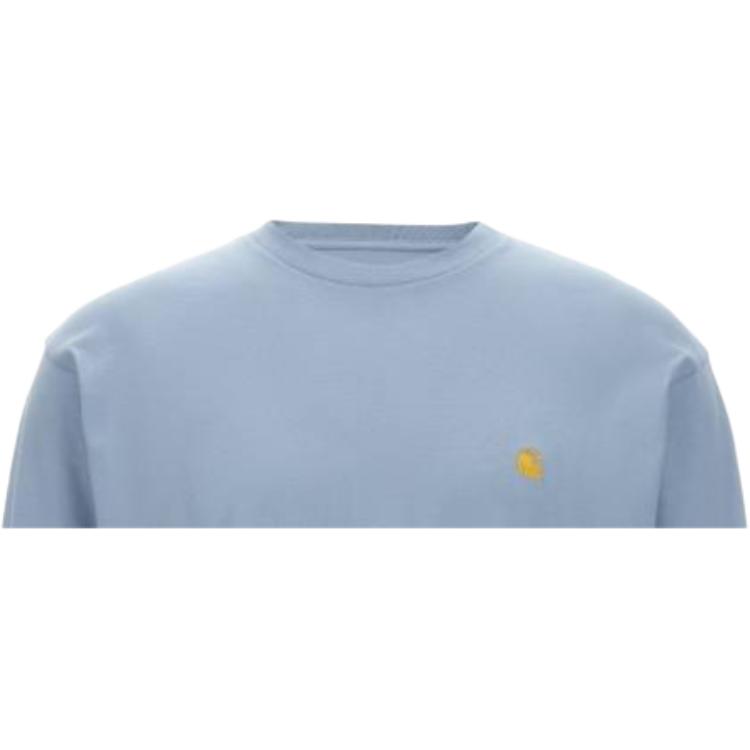 Carhartt WIP Besticktes Logo Unifarbener Rundhalsausschnitt Langarm-T-Shirt Herren Oberteile Blau I026392-2MY-XX