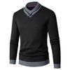 Autumn and Winter New Sweater Men's Color Matching Knitted Sweater Tie Collar Bottoming Shirt
