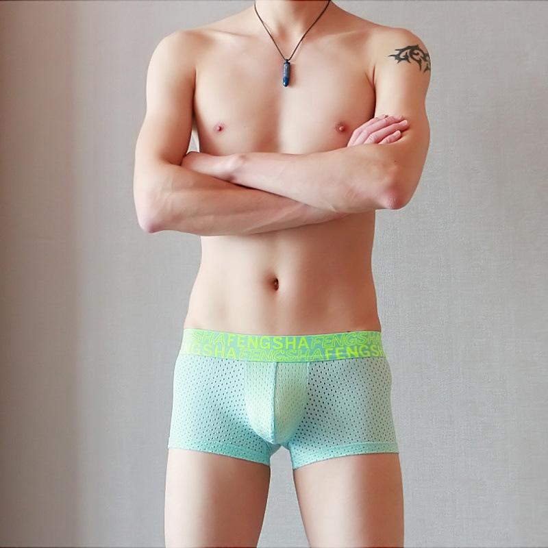 Men's Quick-Dry Ice Silk Mesh Boxer Briefs with U-Pouch