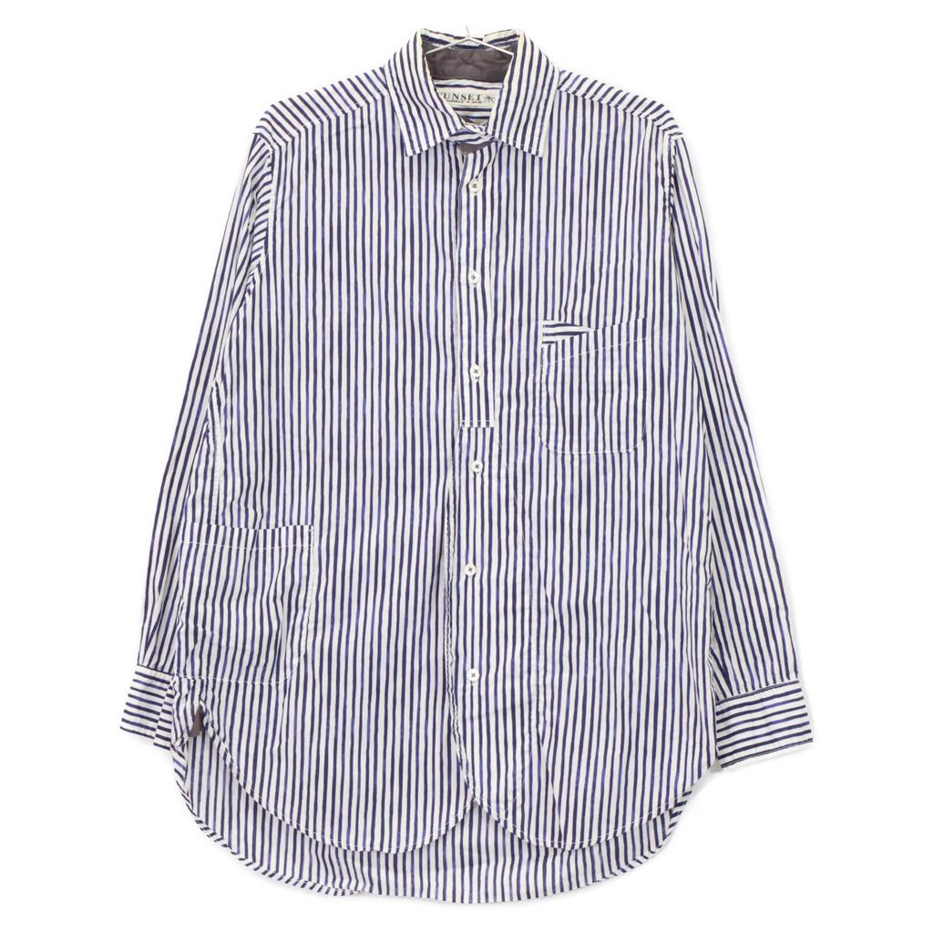 FUNSET OF ART Gestreiftes Muster Farbwechsel Hemd Tops M blau/weiß Gebraucht