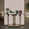 2-Layer Walnut Color Bamboo Entryway Table with Drawer & Storage Shelf, 800 Lbs Capacity Console Table for Living Room, Hallway
