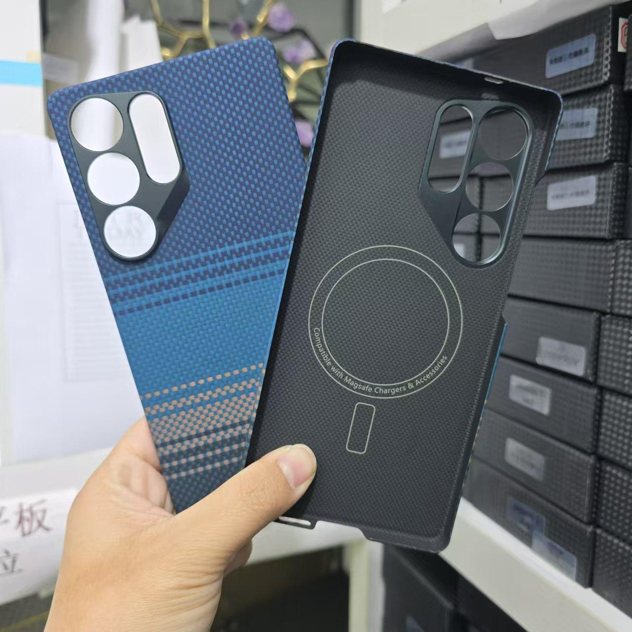 Арамидный кевларовый углеродный волокнистый жесткий чехол для Samsung S25 Ultra Magnetic Защитный чехол Плавающий тканый цветной Galaxy S24 Ultra Light Shell For S25 Ultra