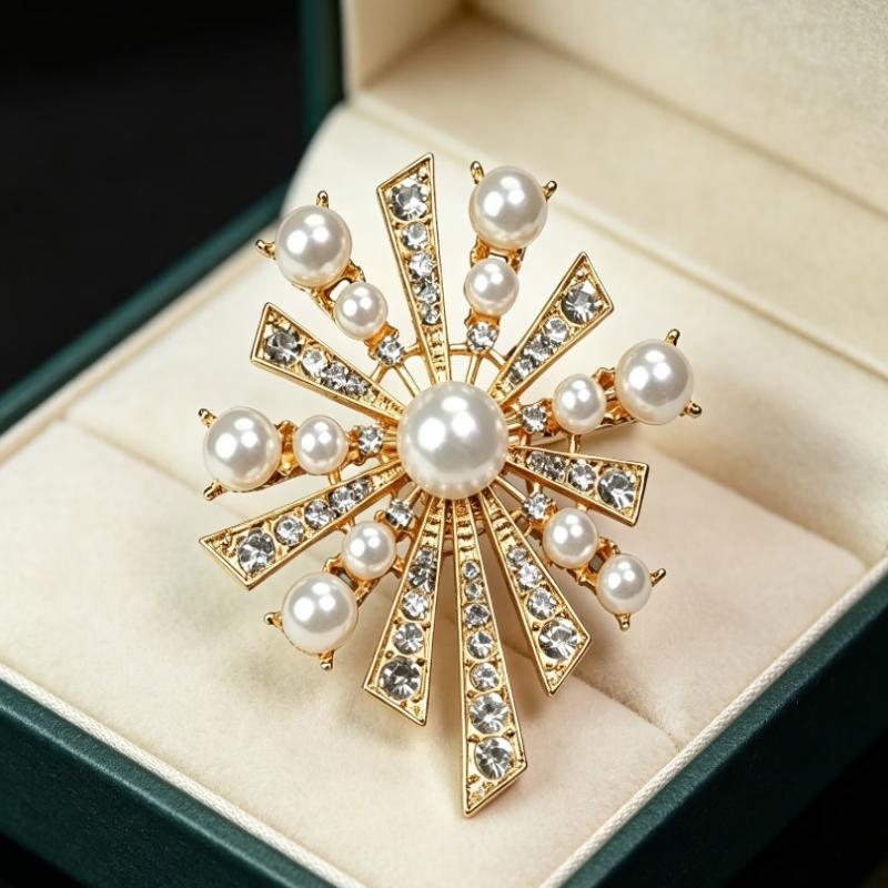 Exquisite Diamond Pearl Brooches For Women Girls Banquet Weddings Pins Versatile Shiny Corsage Clothing Accessories Gifts