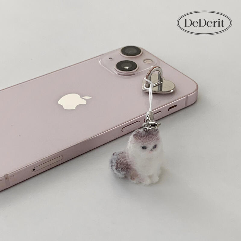 Cute Animal Velvet Mini Fluffy Norwegian Forest Cat Phone Strap