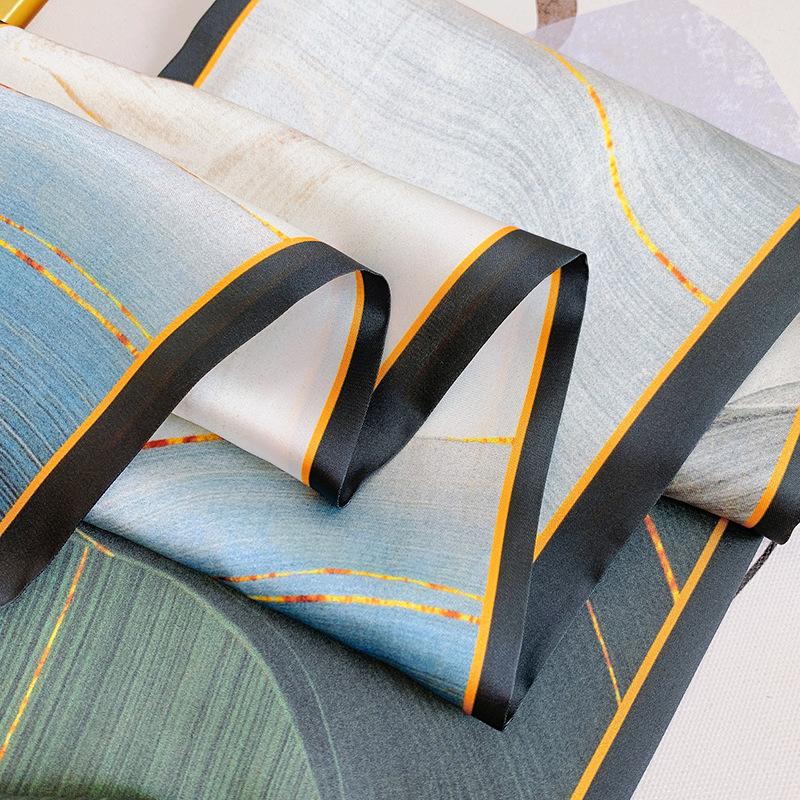 Ins Style Minimalist Double-Sided Striped Simulated Silk Long Scarf Satin Double Layered Scarf French Elegant Retro Headband