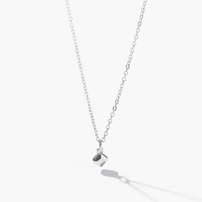 Mini Rhombus Pendant Slim Chain Necklace (C2503-AN941_SV)