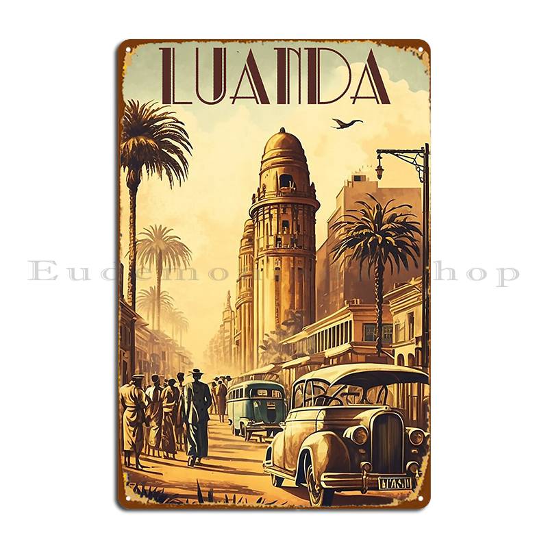 

Luanda Angola Vintage Travel Art Poster Metal Signs Wall Plaque Club Bar Wall Decor Cave Design Tin Sign Poster 20x30cm