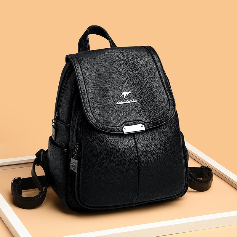 Classic women's high-quality plutonium leather female travel backpack large-capacity fashion travel backpack