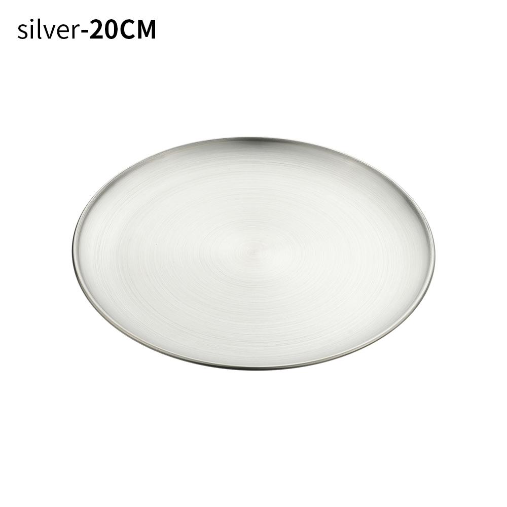 Stainless Steel Tableware Gold Silver Cake Dessert Metal Dining Disc Shallow Tray Bone Spitting Dish Round Plate