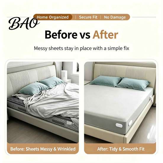 Easy Install Mattress Gripper Bed Corners Sheet Holder, Adjustable Non Slip Keep Firm Tight in Place Holder Clips Clamps, Heavy Duty Fasteners