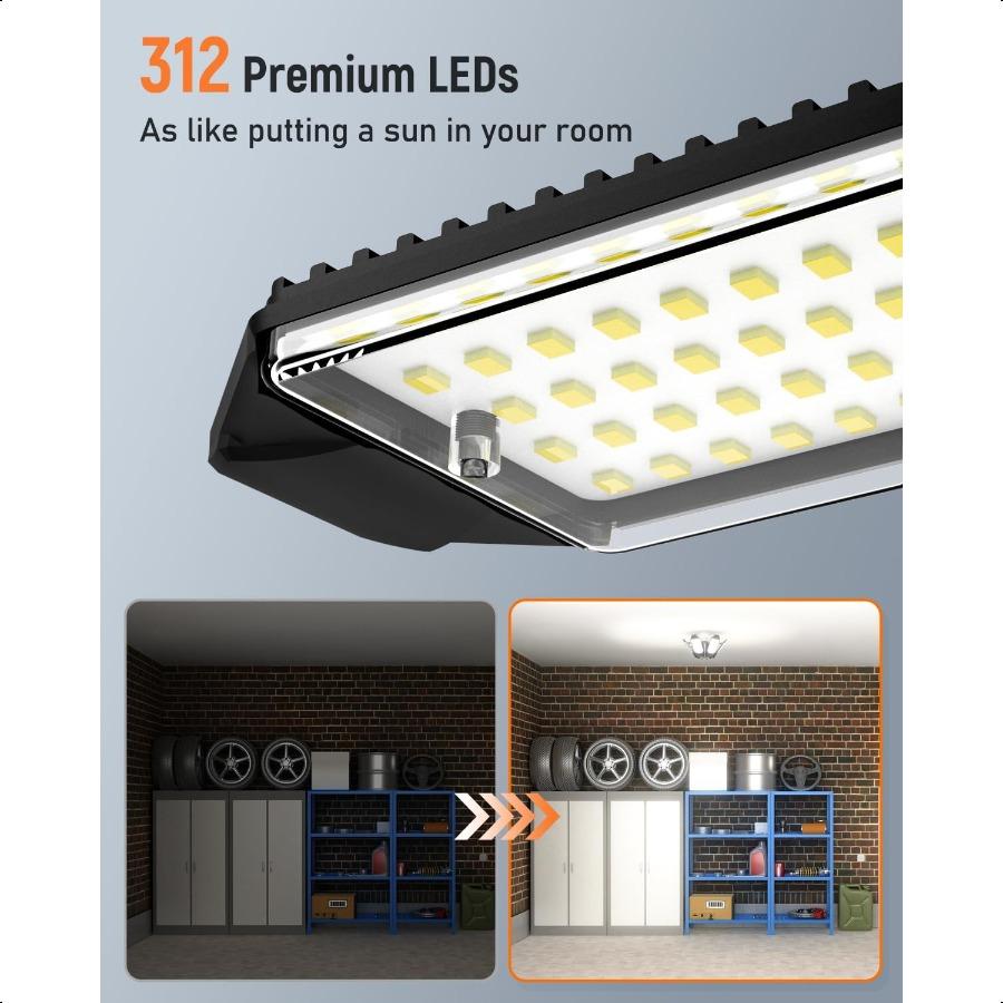LED Garage Light Bulb 2 Pack Er Bright Basement Lighting W 6+1 Deformable Panel 6500K Shop Ceiling Light Screw In E26 E27 Base