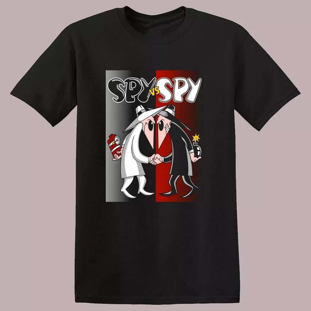 Spy vs Spy Cartoon Men s Black T-Shirt Size S-5XL Gift For Fan Unisex T-Shirt XXXXL